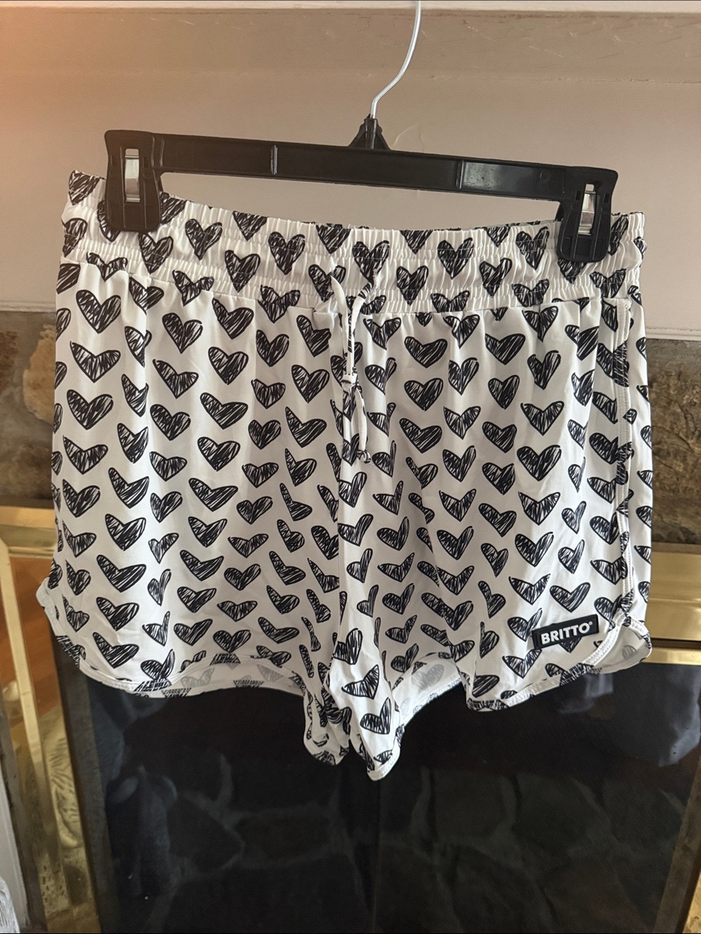 BRITTO White Heart-Print Athletic Shorts for Women